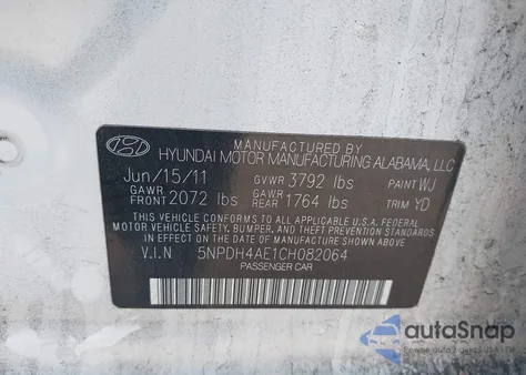2012 Hyundai Elantra Limited from USA, damaged, VIN 5NPDH4AE1CH082064
